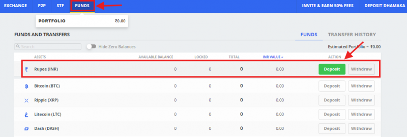Different Methods to Transfer INR into WazirX