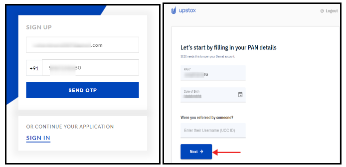 Verify Your Mobile With OTP and Start Application for demat & trading account