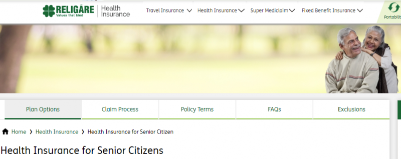 Religare (CARE) Senior Insurance Plan