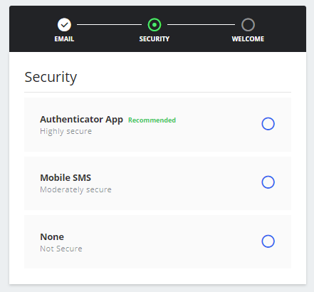 Email Verification and Account Security Setup process