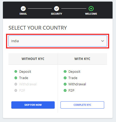 Select Country and Choose Account type