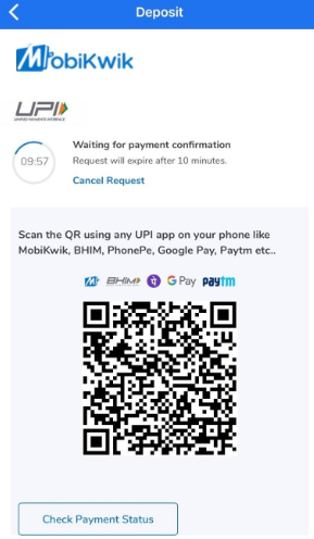 Deposit using UPI QR