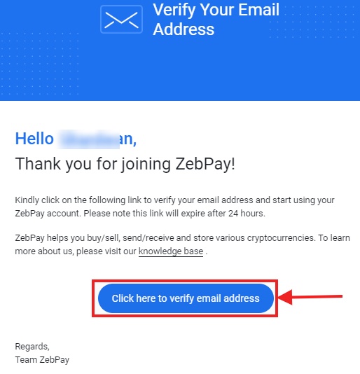 Verify email address by clicking the link