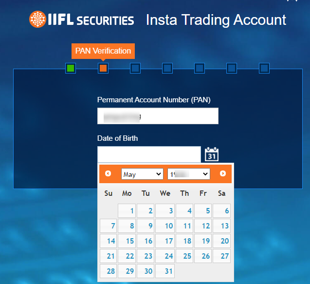 Enter PAN details and date of birth for verification