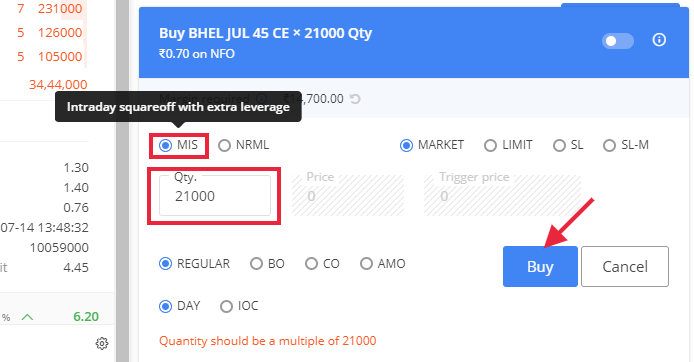 Options buy order form