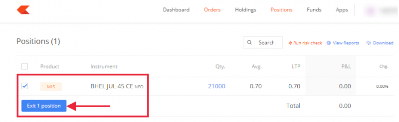 To square off the options open position