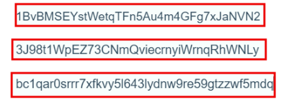 Bitcoin addresses example