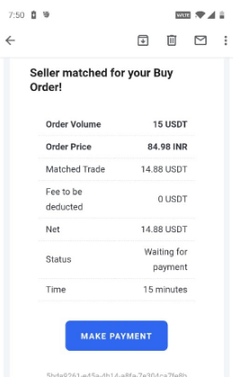 P2P order matched information