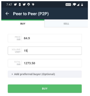 Place P2P buy order