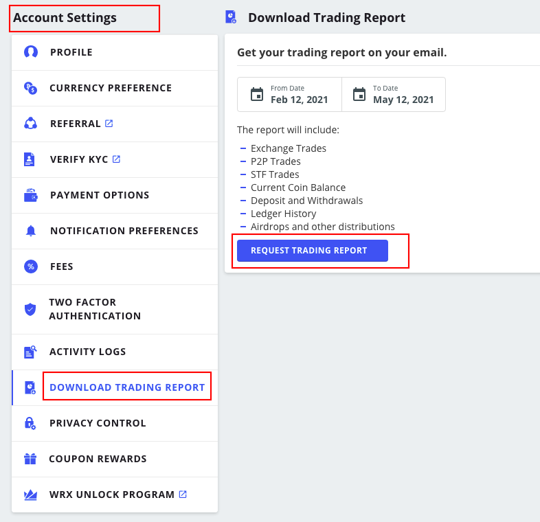 Trading report download