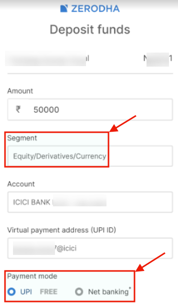 Zerodha deposit funds